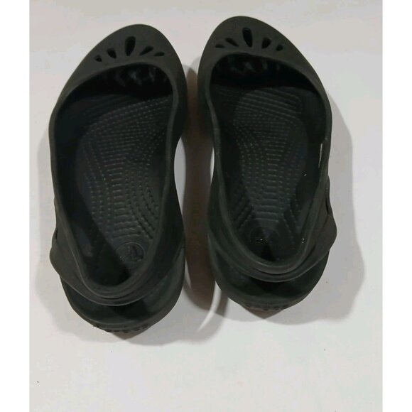 Crocs Kadee Sling Back Ballet Flats Size 6 Black Laser Cut Rubber Light - Picture 3 of 8